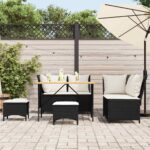 vidaXL 5-dielna záhradná súprava pohoviek s vankúšmi čierna polyratan – Obrázok 3