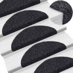 vidaXL Schodové rohože, samolepiace, 30 ks, 56x17x3 cm, čierne, polkruhové – Obrázok 5