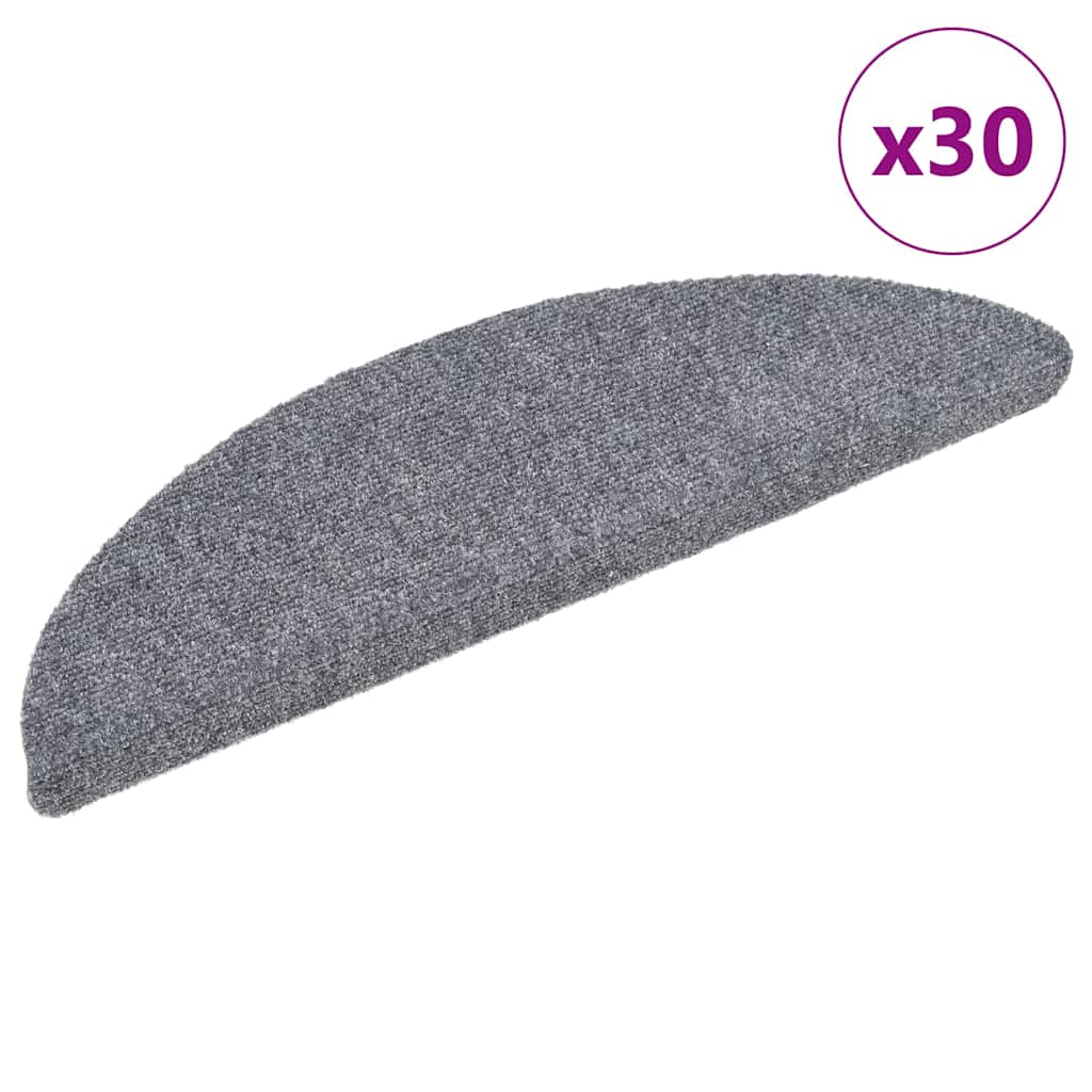 VXL8721288458018_a_en_hd_1.jpg vidaXL Schodové rohože, samolepiace, 30 ks, 56x17x3 cm, svetlosivé, polkruhové – Obrázok 1