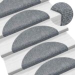vidaXL Schodové rohože, samolepiace, 30 ks, 56x17x3 cm, svetlosivé, polkruhové – Obrázok 5