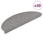 vidaXL Samolepiace nášľapy na schody Sisal 30 ks 65x21x4 cm strieborné