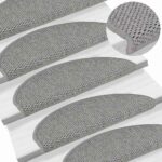 vidaXL Samolepiace nášľapy na schody Sisal 30 ks 65x21x4 cm strieborné – Obrázok 6
