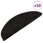 vidaXL Schodiskové rohože samolepiace 30 ks antracitové 56x17x3 cm