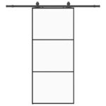 vidaXL Posuvné dvere s kovaním čierne 90x205 cm ESG sklo – Obrázok 2