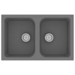 vidaXL Kuchynské umývadlo Sivé 760x480x184 mm Granit – Obrázok 2
