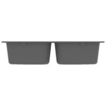 vidaXL Kuchynské umývadlo Sivé 760x480x184 mm Granit – Obrázok 3