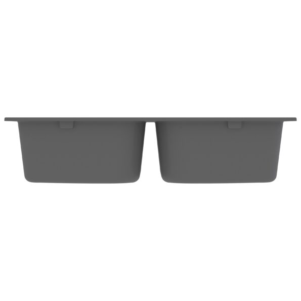 vidaXL Kuchynské umývadlo Sivé 760x480x184 mm Granit – Obrázok 3