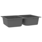 vidaXL Kuchynské umývadlo Sivé 760x480x184 mm Granit – Obrázok 4