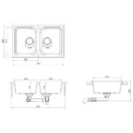 vidaXL Kuchynské umývadlo Sivé 760x480x184 mm Granit – Obrázok 9