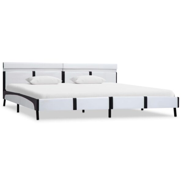 vidaXL Posteľný rám s LED, biely, umelá koža 180x200 cm – Obrázok 2