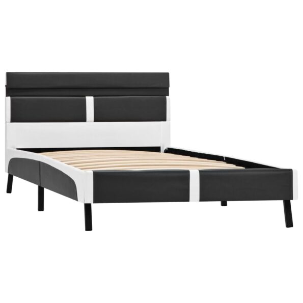 vidaXL Posteľný rám s LED, sivý, umelá koža 90x200 cm – Obrázok 4