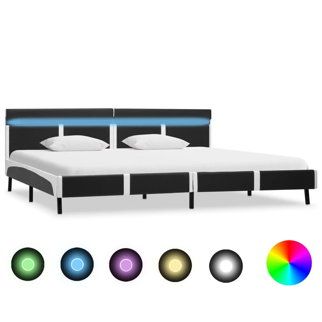 280311_1.jpg vidaXL Posteľný rám s LED, sivý, umelá koža 180x200 cm – Obrázok 1