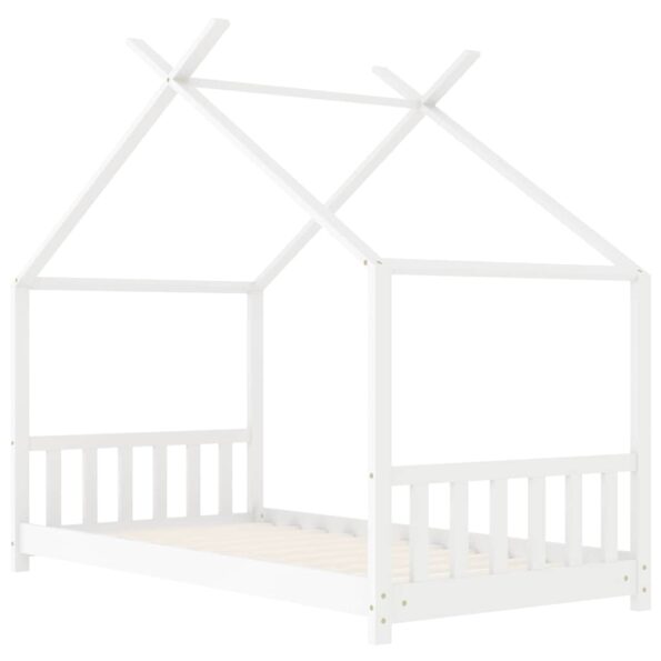 vidaXL Detský posteľný rám biely 80x160 cm borovicový masív – Obrázok 3