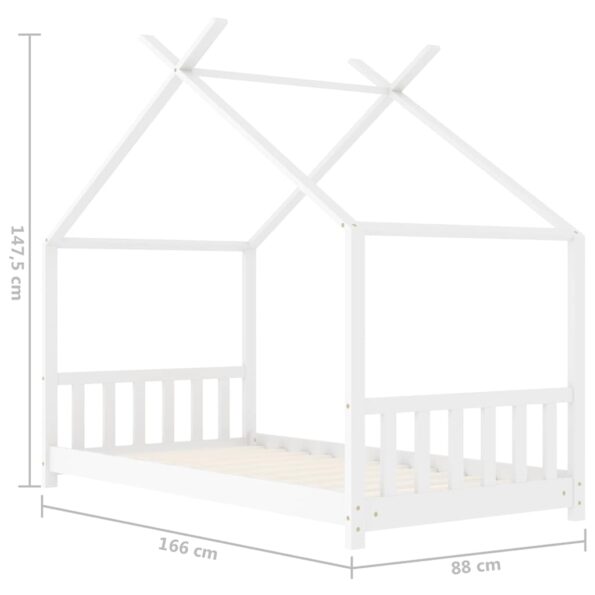 vidaXL Detský posteľný rám biely 80x160 cm borovicový masív – Obrázok 9