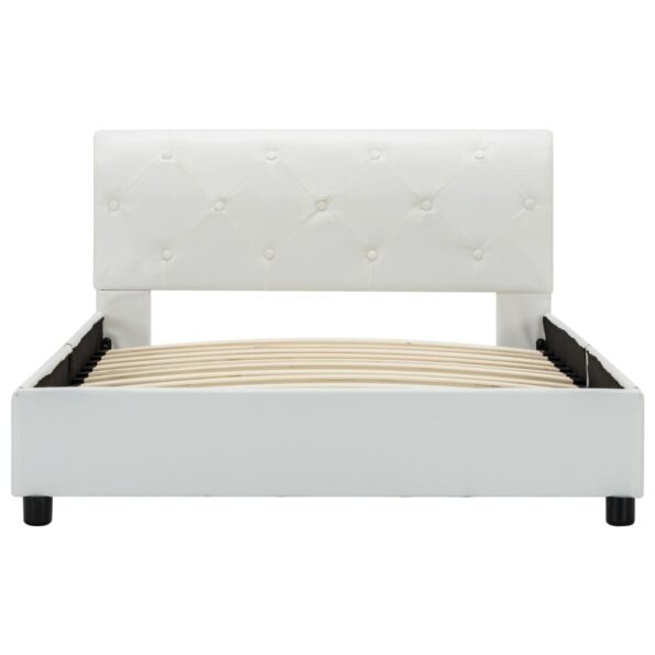 vidaXL Posteľný rám, biely, umelá koža 100x200 cm – Obrázok 5