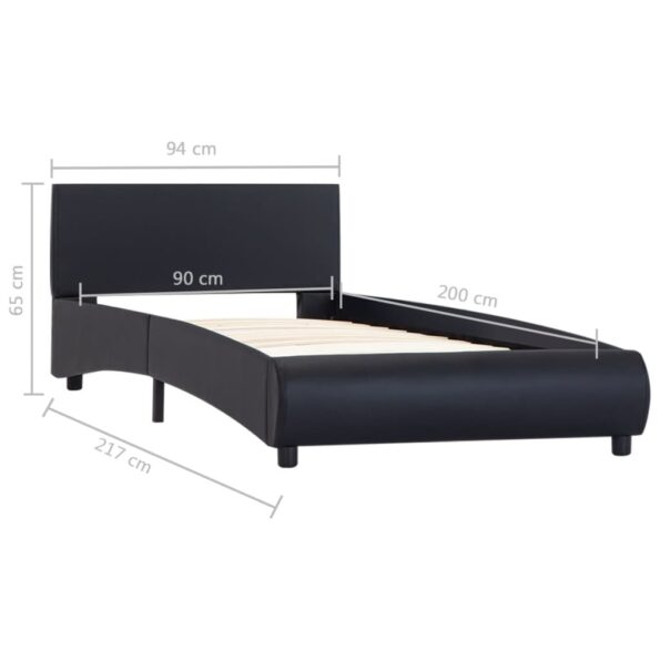 vidaXL Posteľný rám s LED, čierny, umelá koža 90x200 cm – Obrázok 9