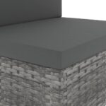 vidaXL 9-dielna záhradná sedacia súprava sivá polyratanová – Obrázok 12