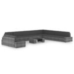 vidaXL 11-dielna záhradná sedacia súprava s podložkami polyratan sivá