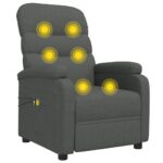 vidaXL Elektrické masážne kreslo tmavosivé látkové – Obrázok 8