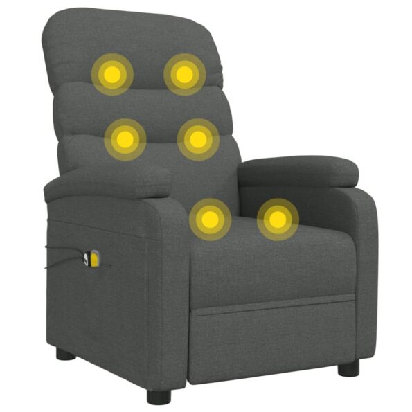 vidaXL Elektrické masážne kreslo tmavosivé látkové – Obrázok 8