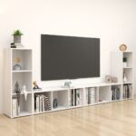 vidaXL TV skrinky 4 ks biele 107x35x37 cm drevotrieska