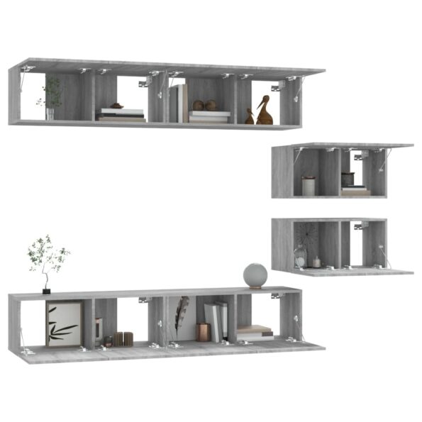 vidaXL 6-dielna súprava TV skriniek sivý dub sonoma spracované drevo – Obrázok 7