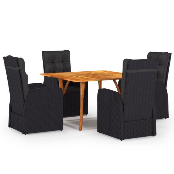 3172823_2.jpg vidaXL 5-dielny záhradný jedálenský set s vankúšmi čierny polyratan akácia – Obrázok 2