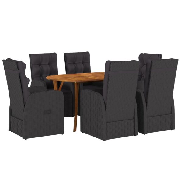 3172827_1.jpg vidaXL 7-dielny záhradný jedálenský set s vankúšmi čierny polyratan akácie – Obrázok 1