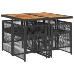 vidaXL 5-dielna záhradná jedálenská súprava a vankúše čierna polyratan – Obrázok 3