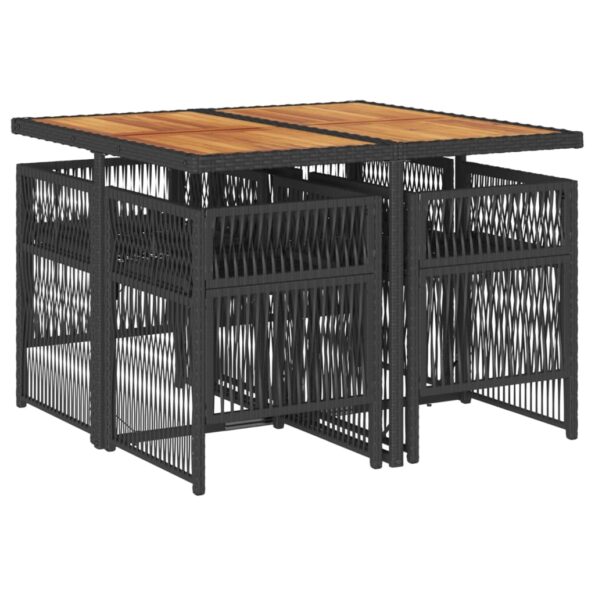 vidaXL 5-dielna záhradná jedálenská súprava a vankúše čierna polyratan – Obrázok 3