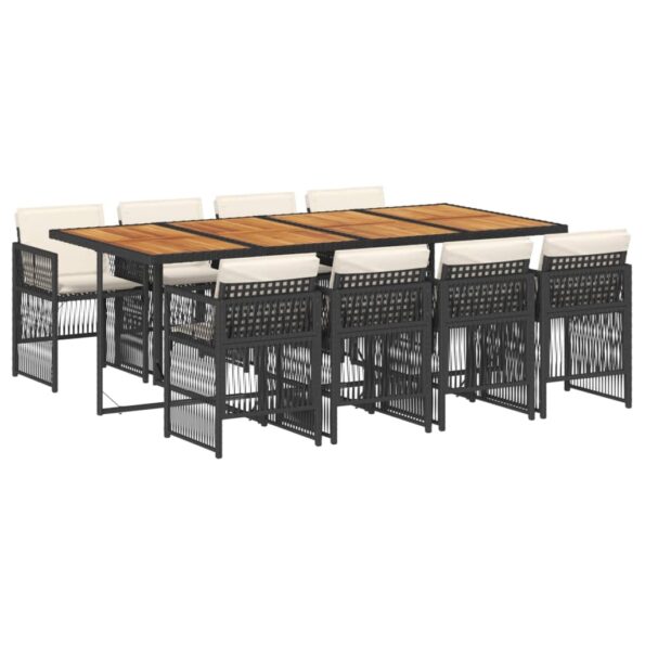 vidaXL 9-dielna záhradná jedálenská sada s vankúšmi čierna polyratan – Obrázok 2
