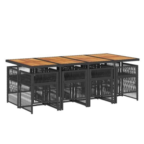 vidaXL 9-dielna záhradná jedálenská sada s vankúšmi čierna polyratan – Obrázok 3