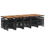 vidaXL 15-dielna záhr. jedálenská súprava s vankúšmi čierna polyratan – Obrázok 3