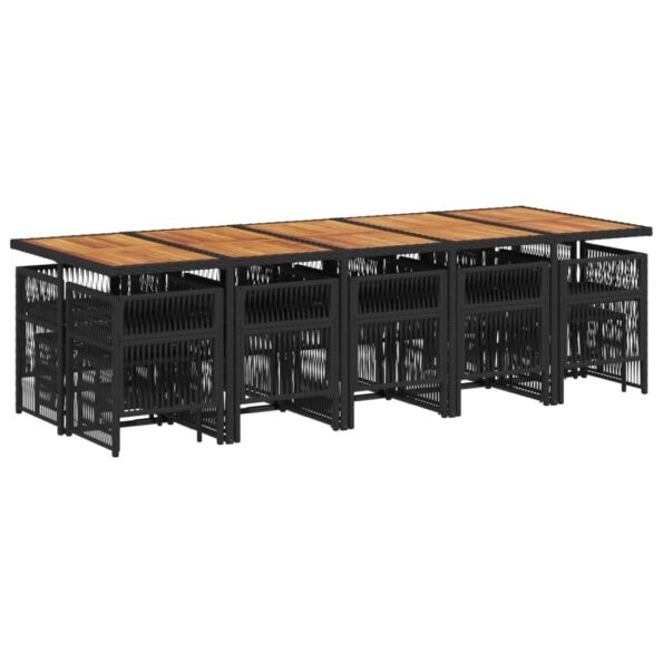 vidaXL 15-dielna záhr. jedálenská súprava s vankúšmi čierna polyratan – Obrázok 3