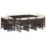 vidaXL 11-dielna záhradná sedacia súprava a vankúše hnedá polyratan – Obrázok 2