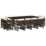 vidaXL 13-dielna záhradná jedálenská súprava vankúše hnedá polyratan – Obrázok 2