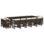 vidaXL 15-dielna záhradná jedálenská súprava a vankúše hnedá polyratan – Obrázok 2