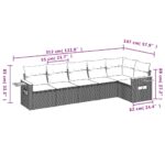 vidaXL 6-dielna záhradná sedacia súprava s podložkami polyratan sivá – Obrázok 8