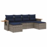 vidaXL 6-dielna záhradná sedacia súprava s podložkami polyratan sivá – Obrázok 2