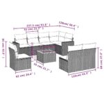 vidaXL 9-dielna záhradná súprava pohoviek s vankúšmi sivá polyratanová – Obrázok 12