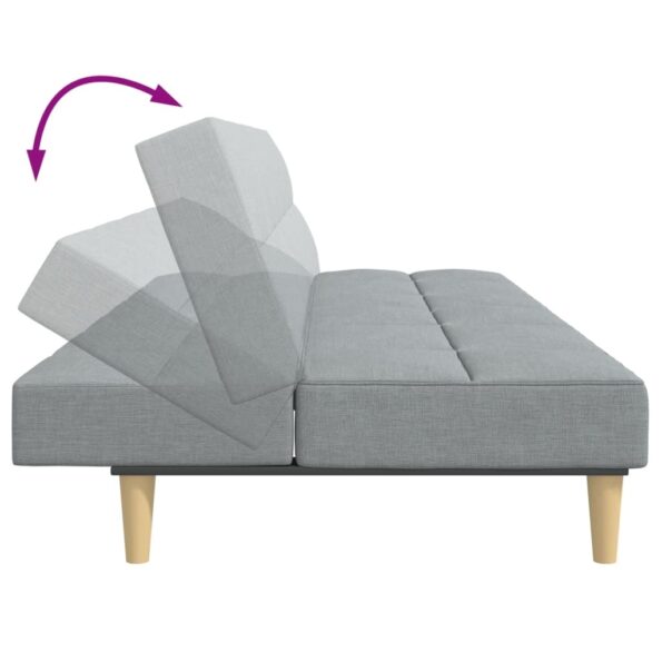 vidaXL 2-miestna rozkladacia pohovka s podnožkou bledosivá látka – Obrázok 8