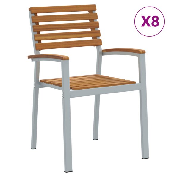 3284392_2.jpg vidaXL Stohovateľné Záhradné Stoličky 8 ks Pevné Drevá Akácia a Kov – Obrázok 2