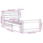 vidaXL Posteľný rám s čelom 90x200 cm masívna borovica – Obrázok 12