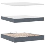 vidaXL Osmanský rám postele s matracmi tmavosivá 160x200 cm zamat – Obrázok 11