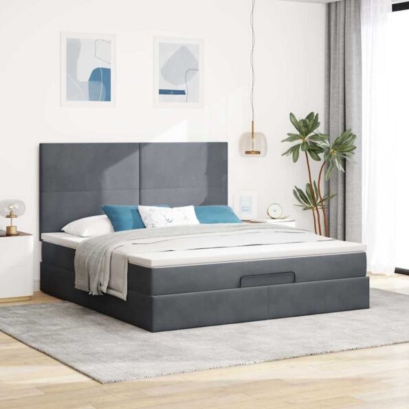3313410_3.jpg vidaXL Osmanský rám postele s matracmi tmavosivá 160x200 cm zamat – Obrázok 3