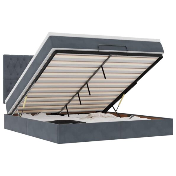 vidaXL Osmanský rám postele s matracmi tmavosivá 160x200 cm zamat – Obrázok 2