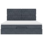 vidaXL Osmanský rám postele s matracmi tmavosivá 160x200 cm zamat – Obrázok 7