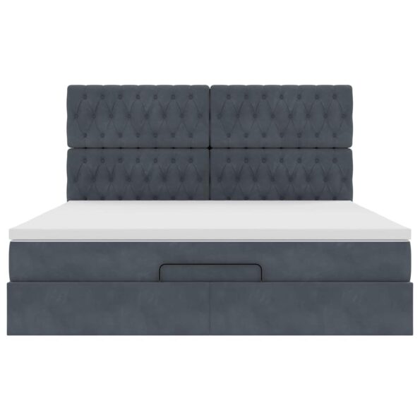 vidaXL Osmanský rám postele s matracmi tmavosivá 160x200 cm zamat – Obrázok 7