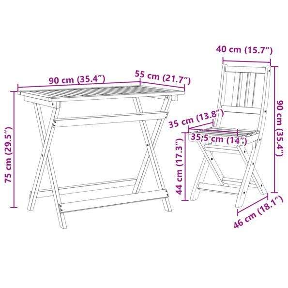 vidaXL 4-dielny sklápací záhradný Bistro set z masívneho akáciového dreva – Obrázok 12