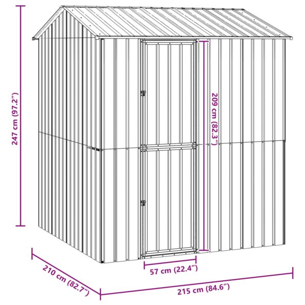vidaXL Aviár Charcoal Grey 210x215x247 cm Oceľ – Obrázok 11